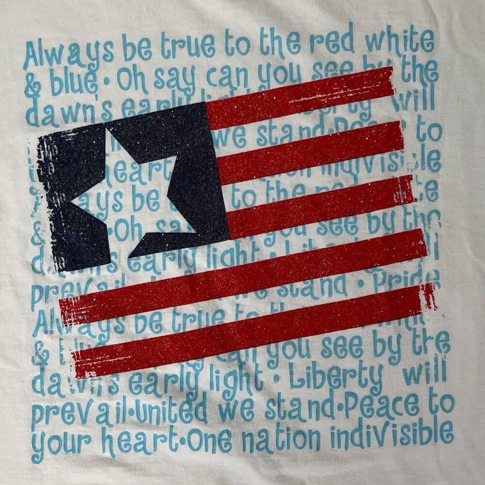 Patriotic Quotes Flag T-Shirt Top  Stars and Stripes Red White and Blue No Tags - Picture 4 of 12